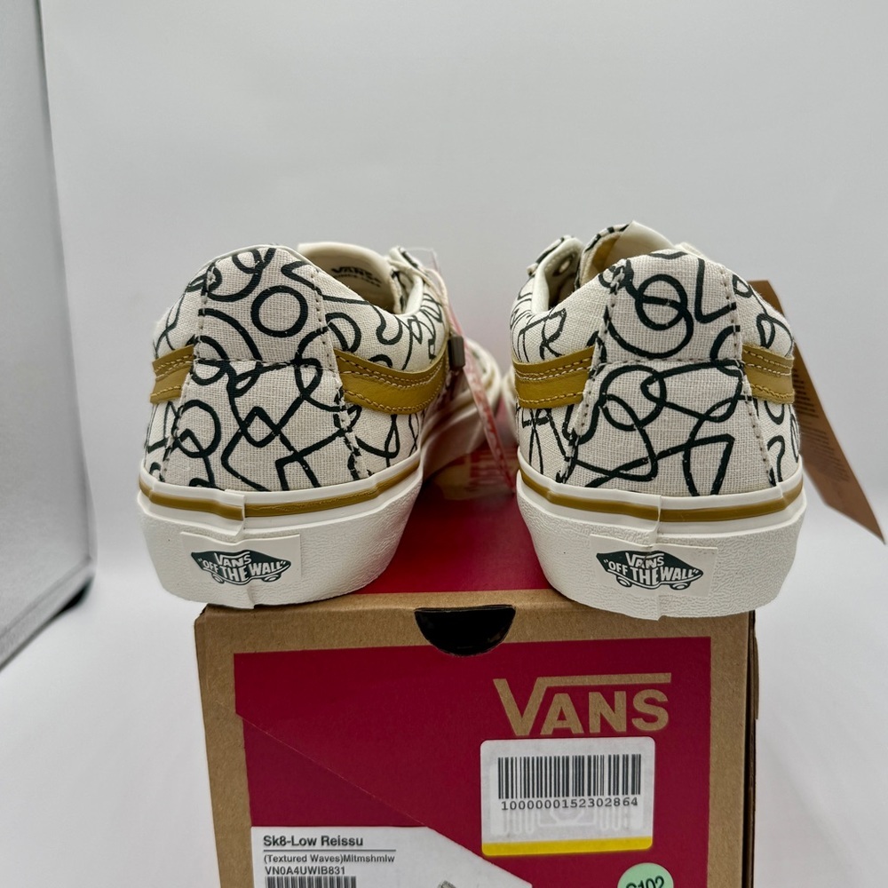 NWT Vans Sk8 Low Reissue Sneakers Textured Waves / Marshmallow Shoes Skate NEW - Picture 8 of 16